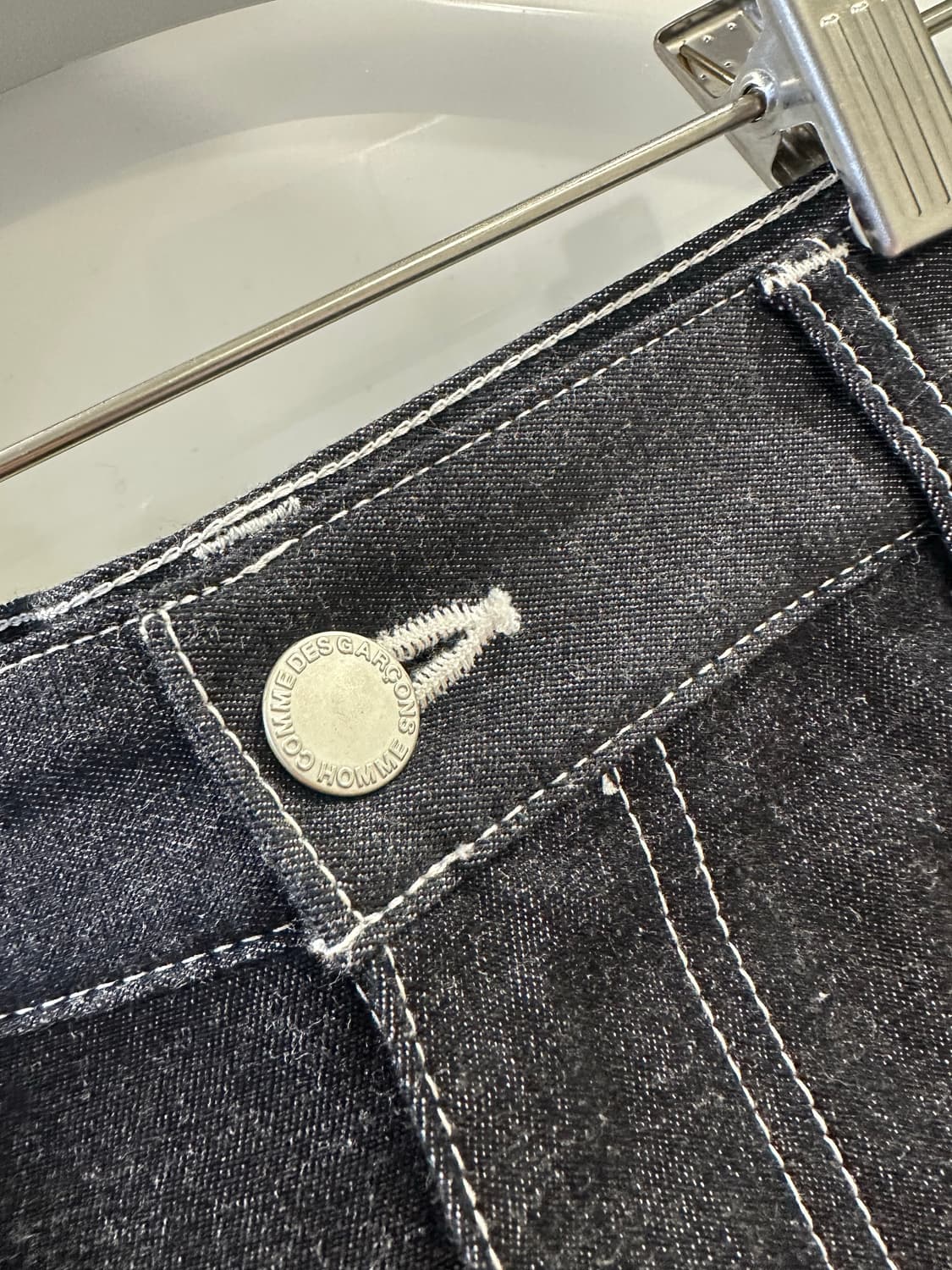 남성 꼼데가르송 옴므 흑청데님 하프팬츠 M 상품이미지3