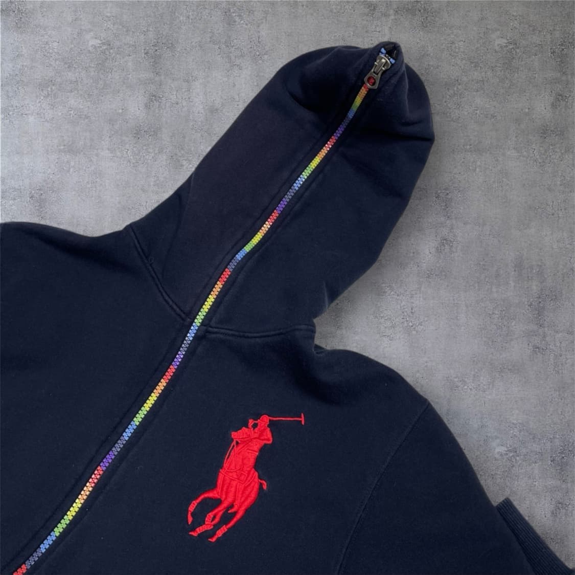 폴로 랄프로렌  네이비 빅포니 무지개 후드 집업 M 상품이미지5