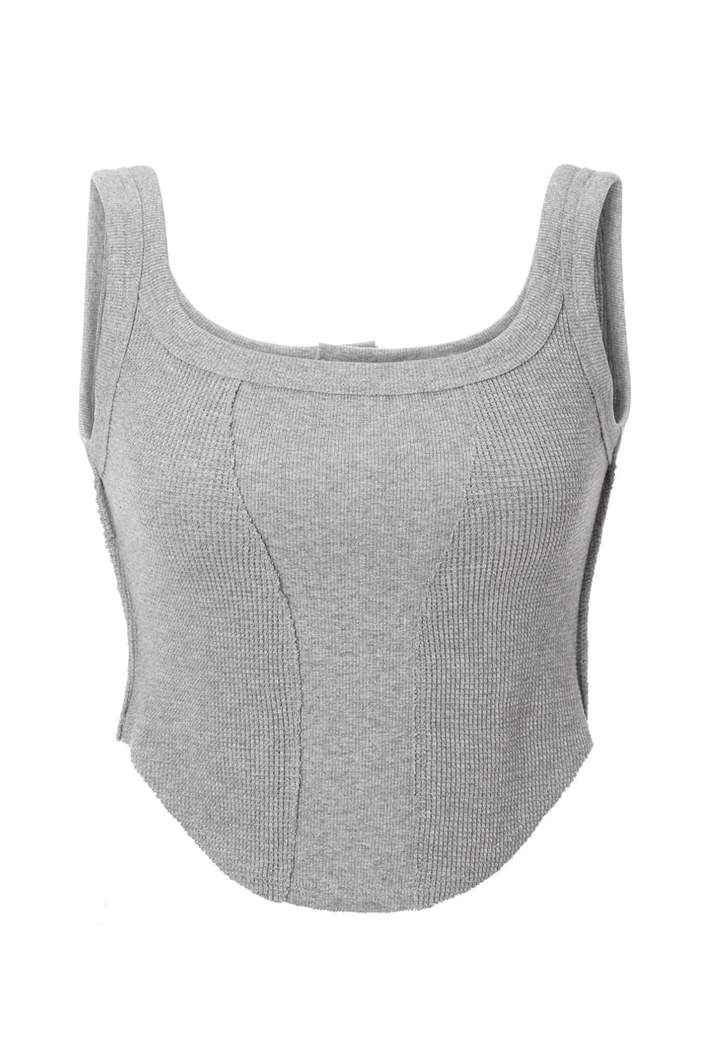 새상품) 쓰리타임즈 코르셋 탑 슬리브리스 나시탑 그레이 상품이미지3