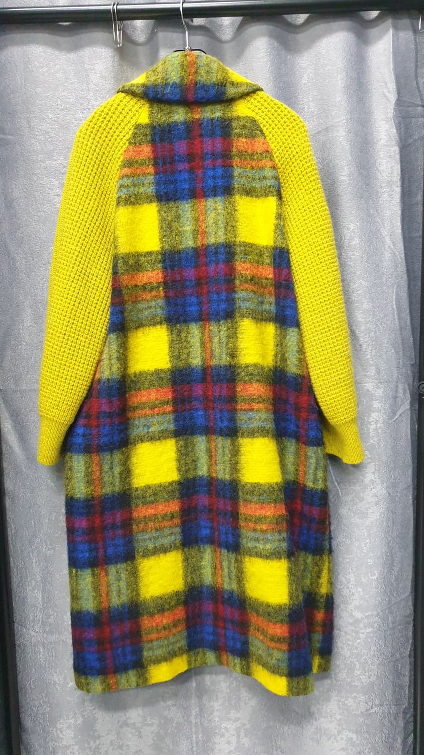 베네통 모헤어 체크 롱 코트 상품이미지2