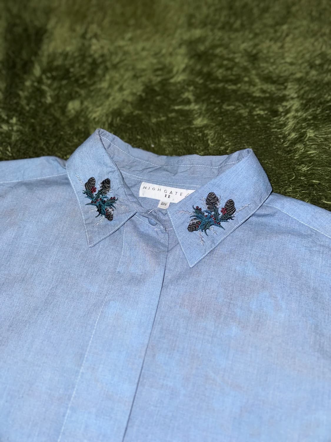 High Gate 하이게이트 재팬 핸드 다잉 엠브로이더리 셔츠 인디고 상품이미지2