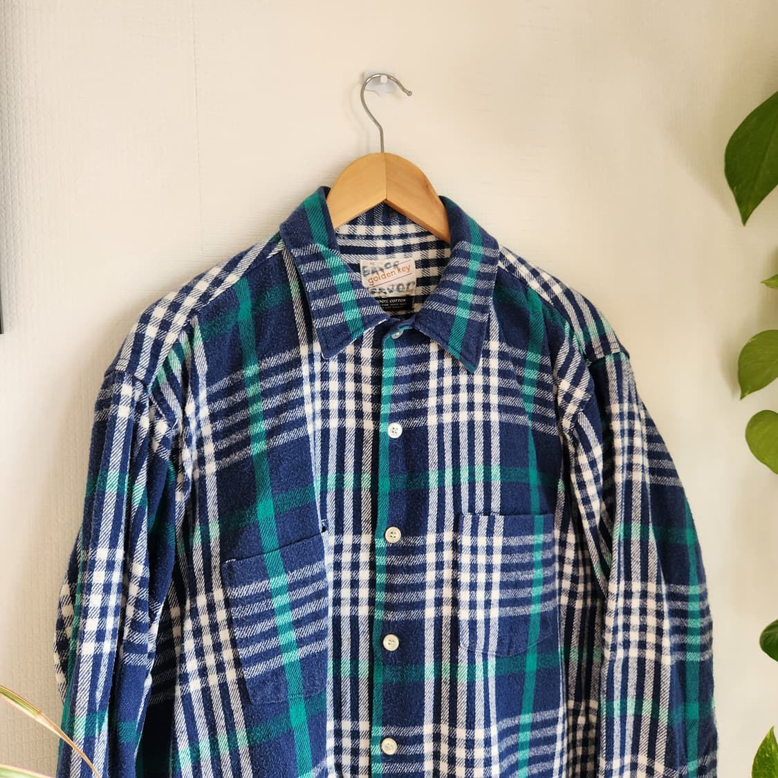80s Golden key 헤비 플란넬 오픈카라 셔츠(USAmade) 상품이미지2