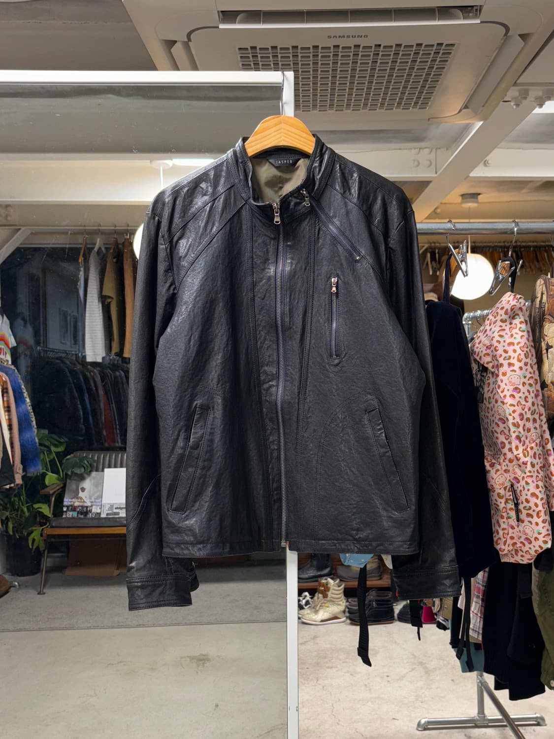 빈티지 카페레이서 쉽스킨 레더 자켓 상품이미지4