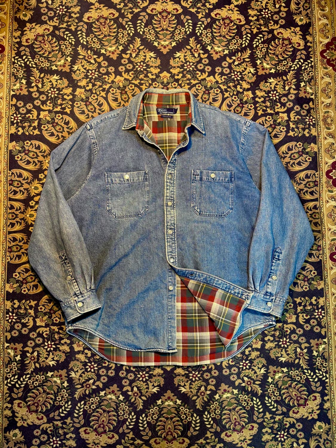 90s 폴로 데님 플란넬 오버셔츠 자켓 상품이미지1