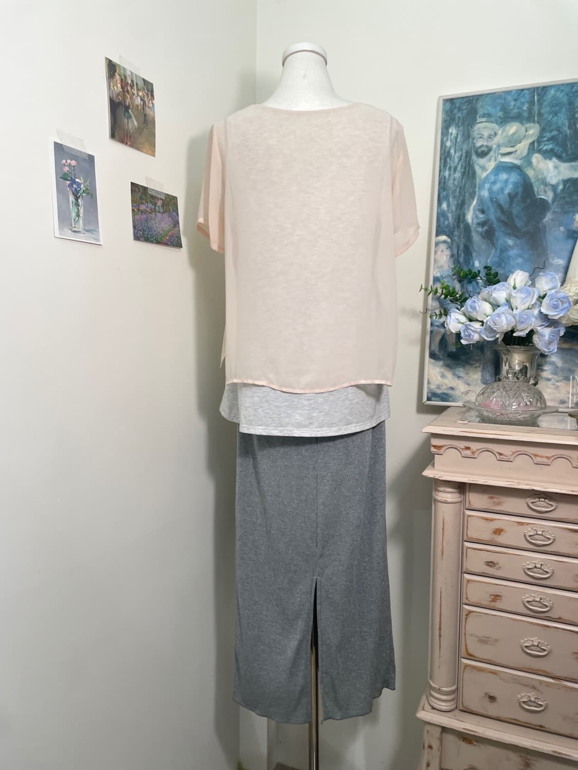 sheer pink cotton inner summer top 상품이미지3