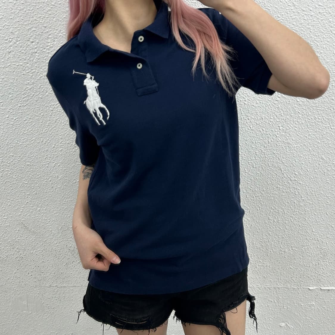 폴로 랄프로렌 빅포니 네이비 카라 반팔 XL 상품이미지1