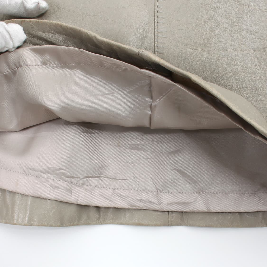 조르쥬레쉬 빈티지 리얼 양가죽 에이라인 절개 아이보리 스커트 치마 상품이미지5