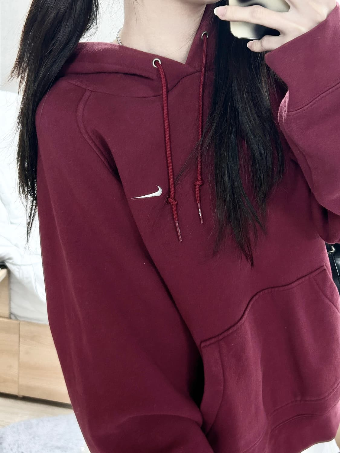 나이키 스우시 버건디 후드 상품이미지4