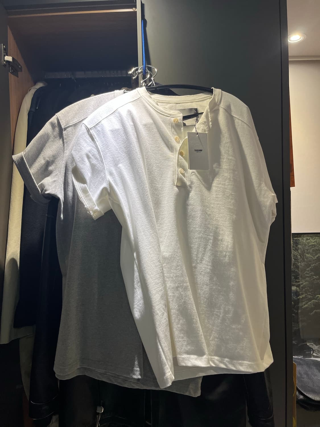 시도 헨리넥 반팔 1사이즈 화이트 그레이 상품이미지2