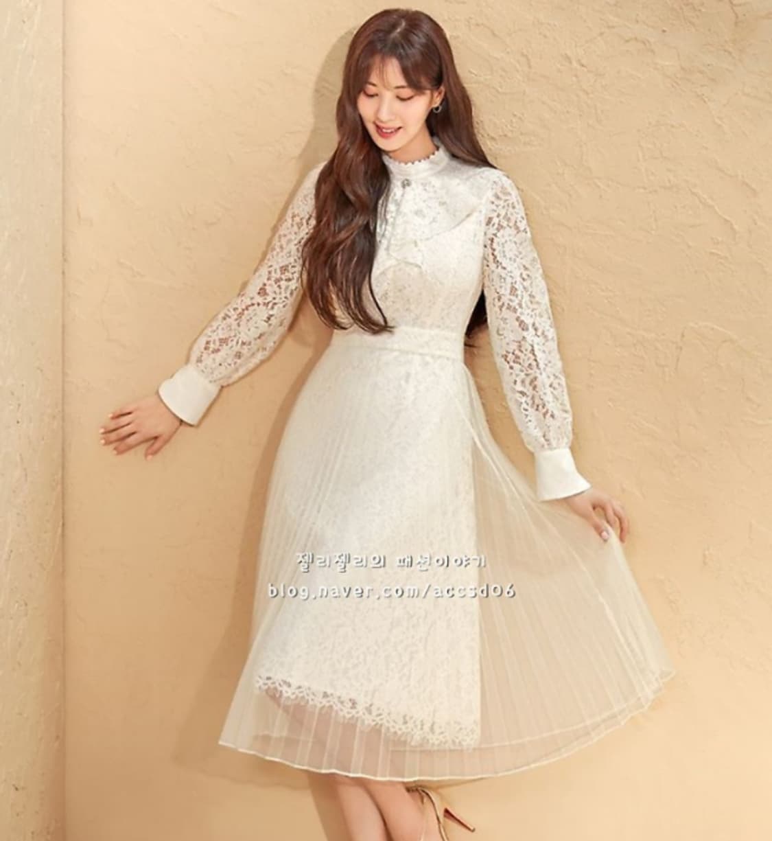 잇미샤 레이스 미디 원피스 아이보리 상품이미지4