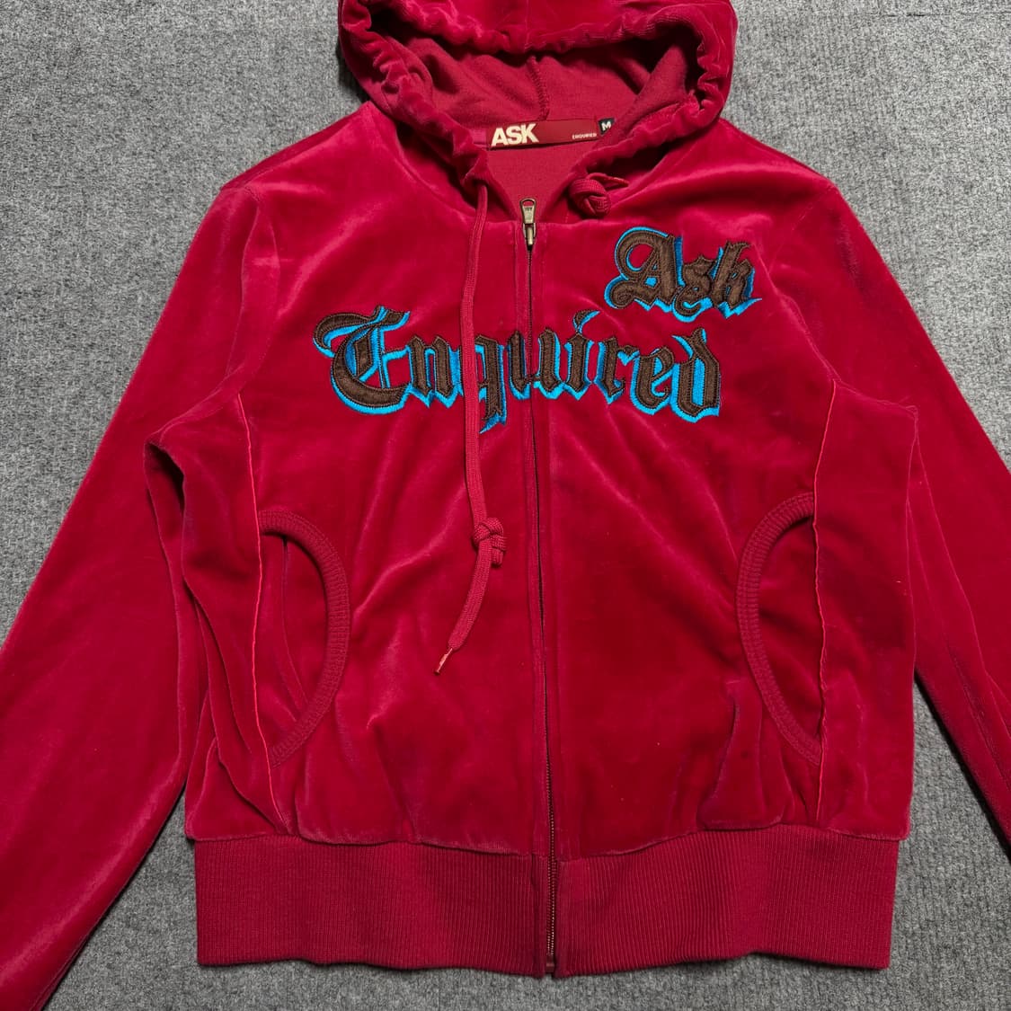 키키깔 에스크 레드 벨벳 후드집업 M 상품이미지2