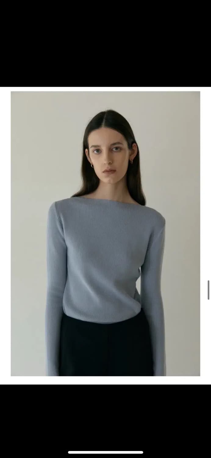 언더스탠딩 보트넥 입술넥 니트-민트 상품이미지2