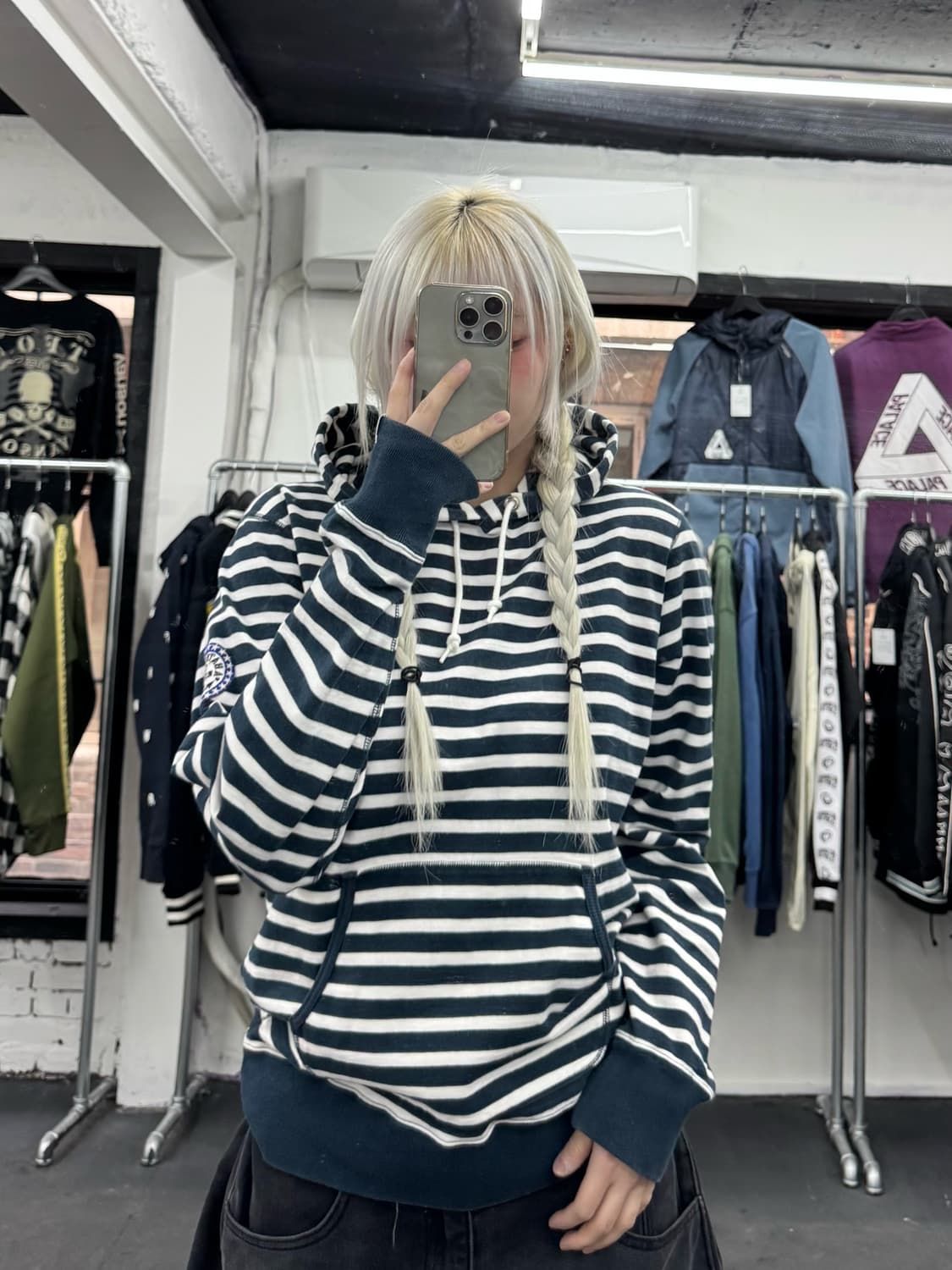 베이프 스트라이프 패턴 후디 상품이미지2