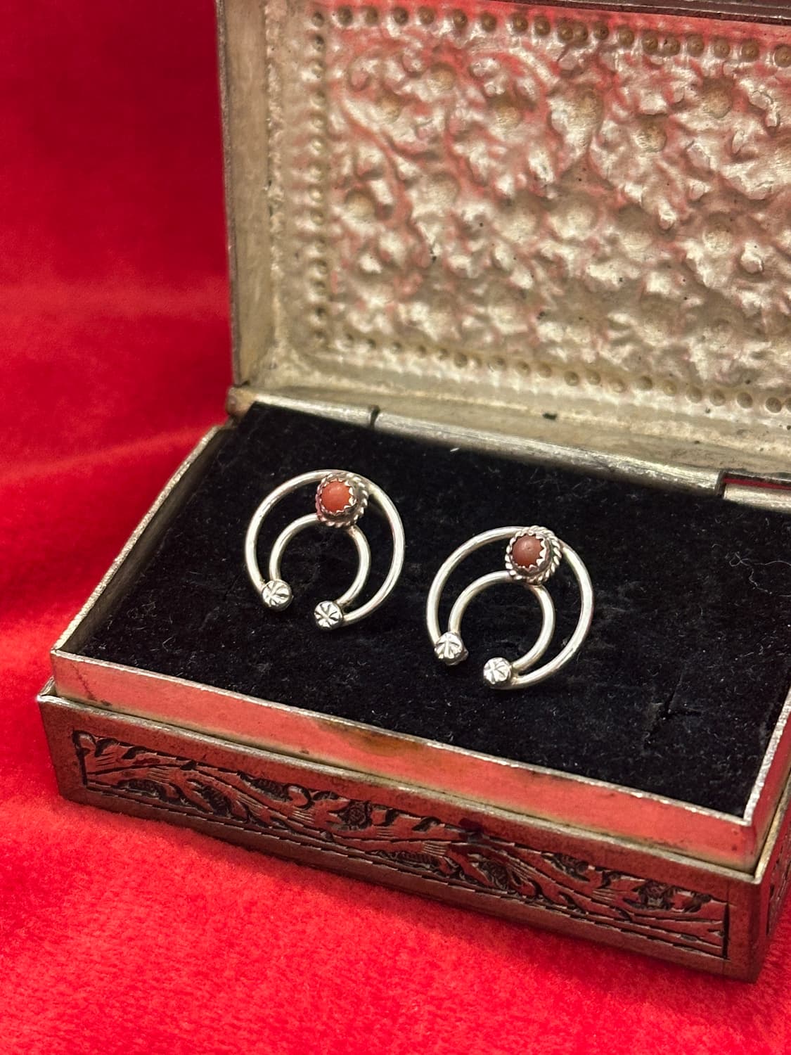 Vintage 925Silver Naja Coral Stud earrin 상품이미지1