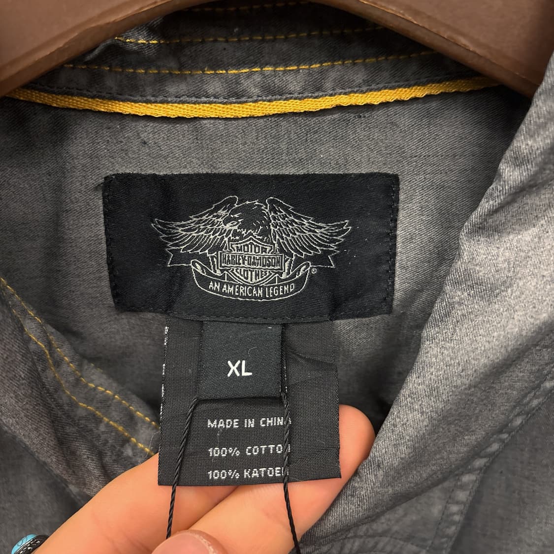 할리데이비슨 피그먼트 다잉 H-DMC 스텐실 워크셔츠 N1066 상품이미지9