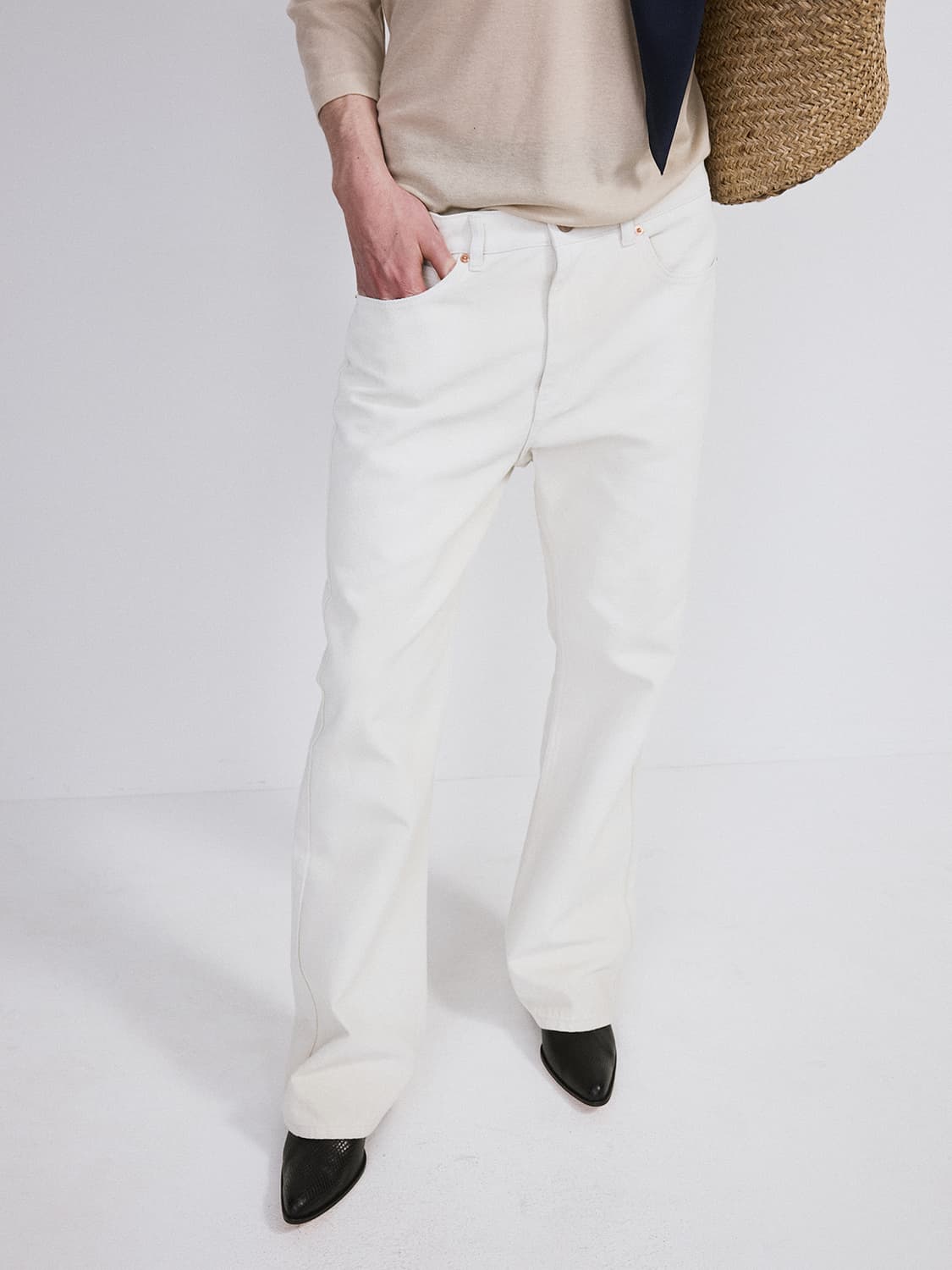 렉토 26SS 빈티지 페인티드 플레어 팬츠 에크루 상품이미지5