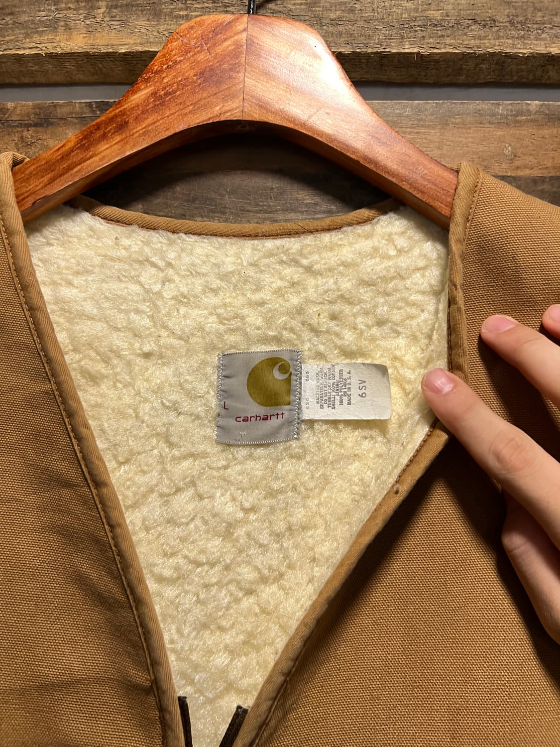 [L]70's 칼하트 Made in USA 더티워싱 브라운 워크 베스트 상품이미지2