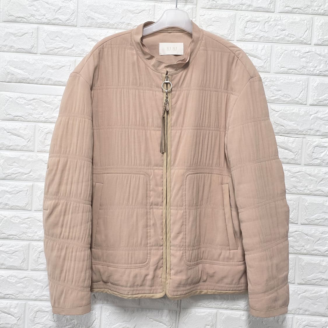 택포_ 한섬 SJSJ 퀼팅 노카라 자켓 M 상품이미지1