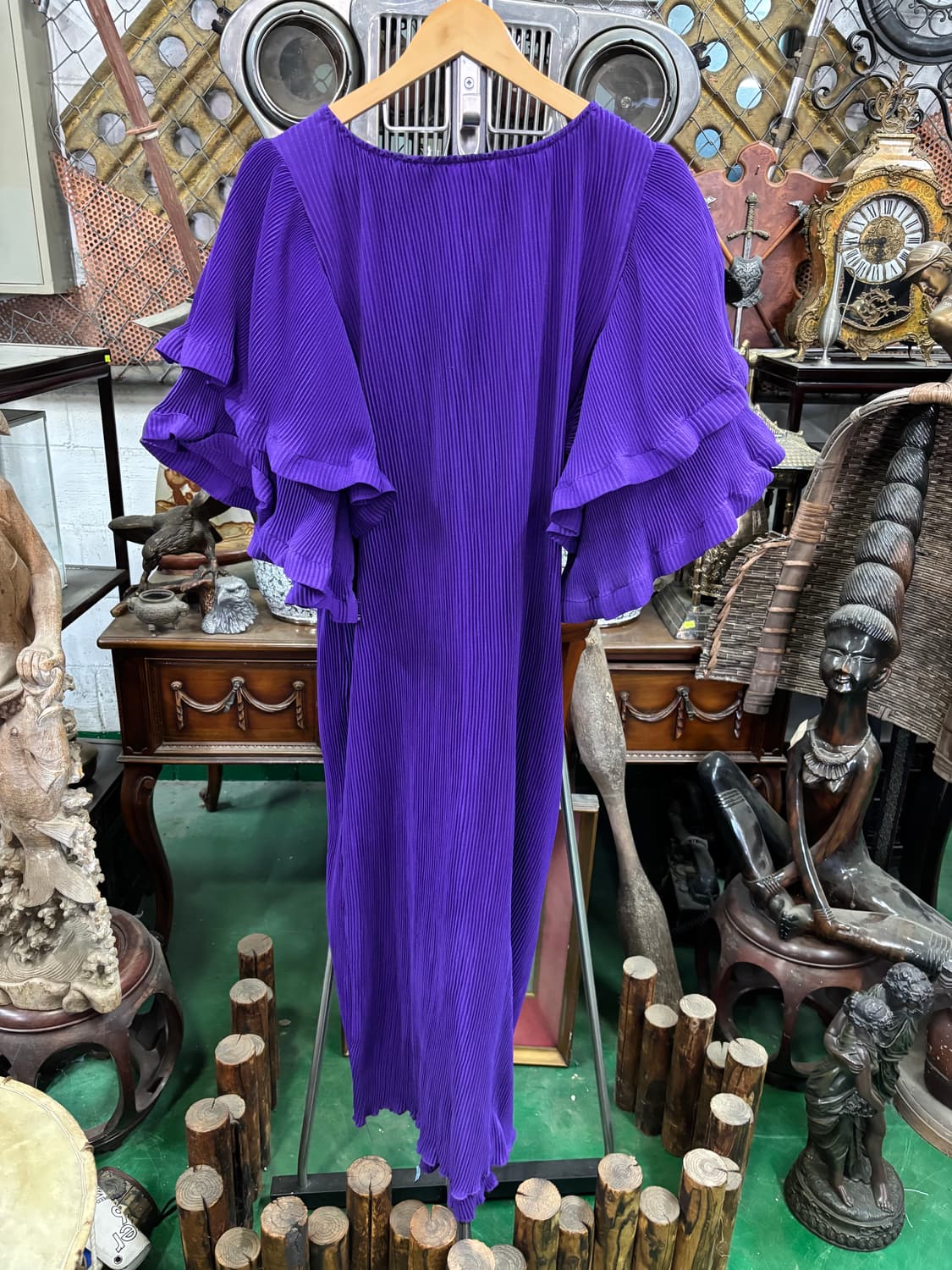 플리츠(주름)퍼플 롱 원피스 상품이미지4