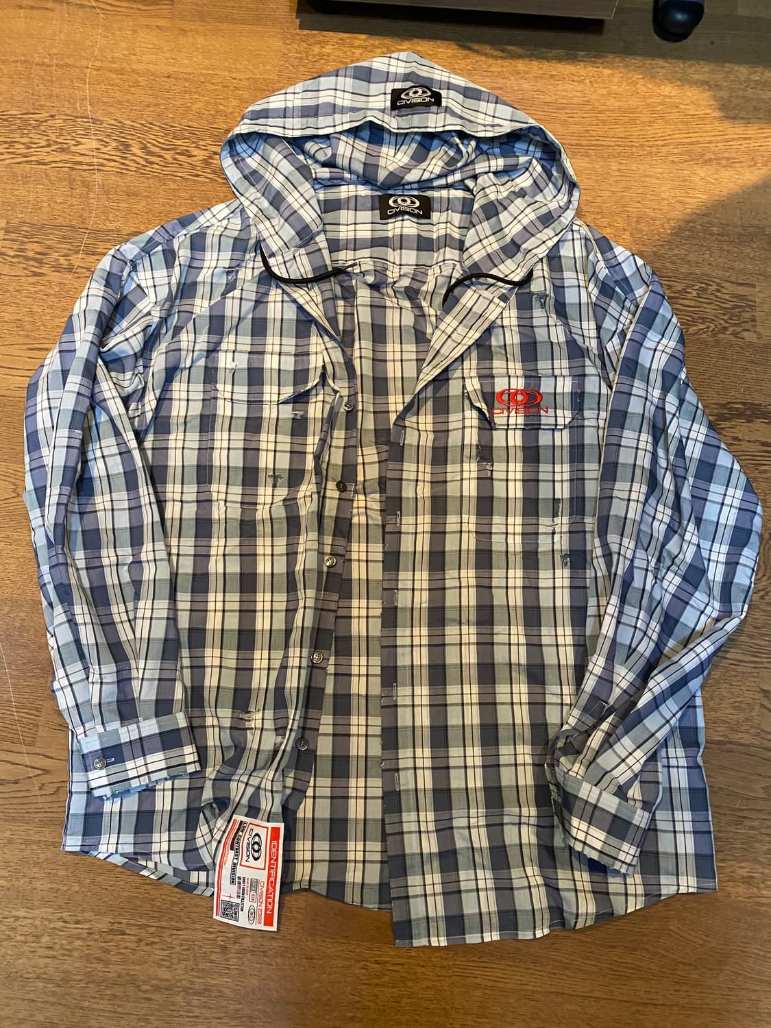 CIVISION 체크 후드 셔츠 스카이블루 1사이즈 상품이미지1