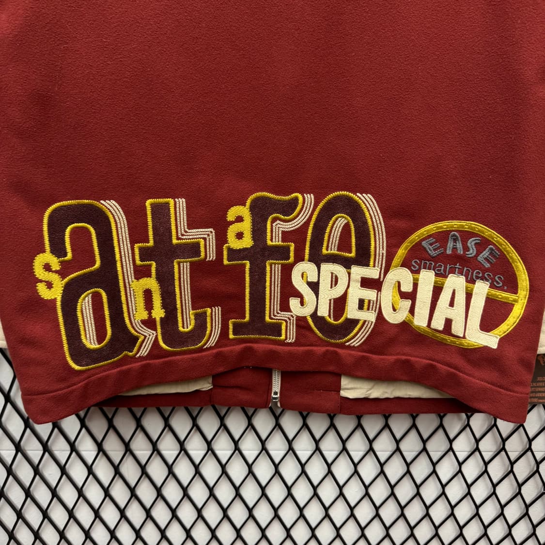 90s JPN VINTAGE 집업 바시티 자켓 크림 버건디 상품이미지7