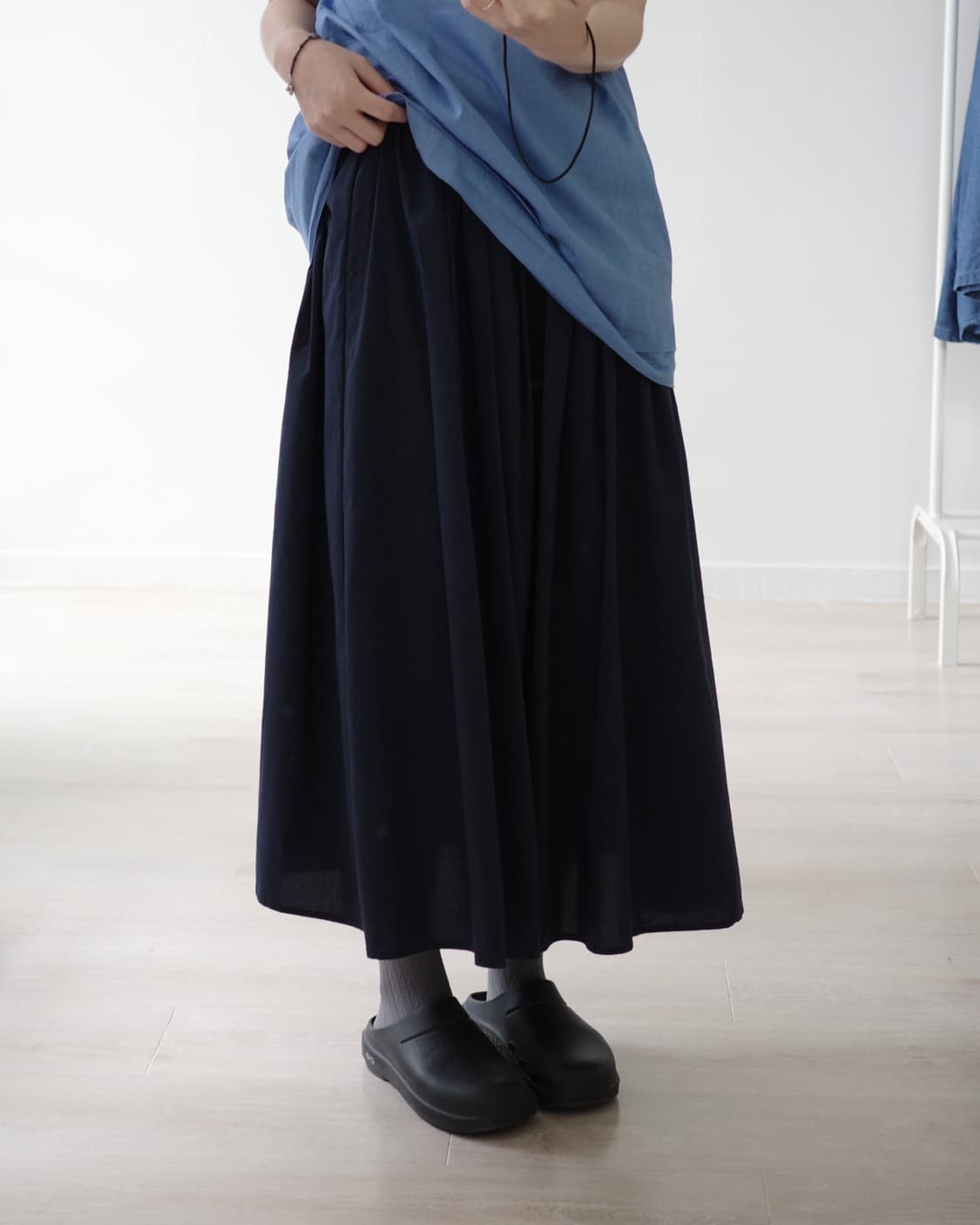  Deep navy volume cotton skirt 상품이미지7