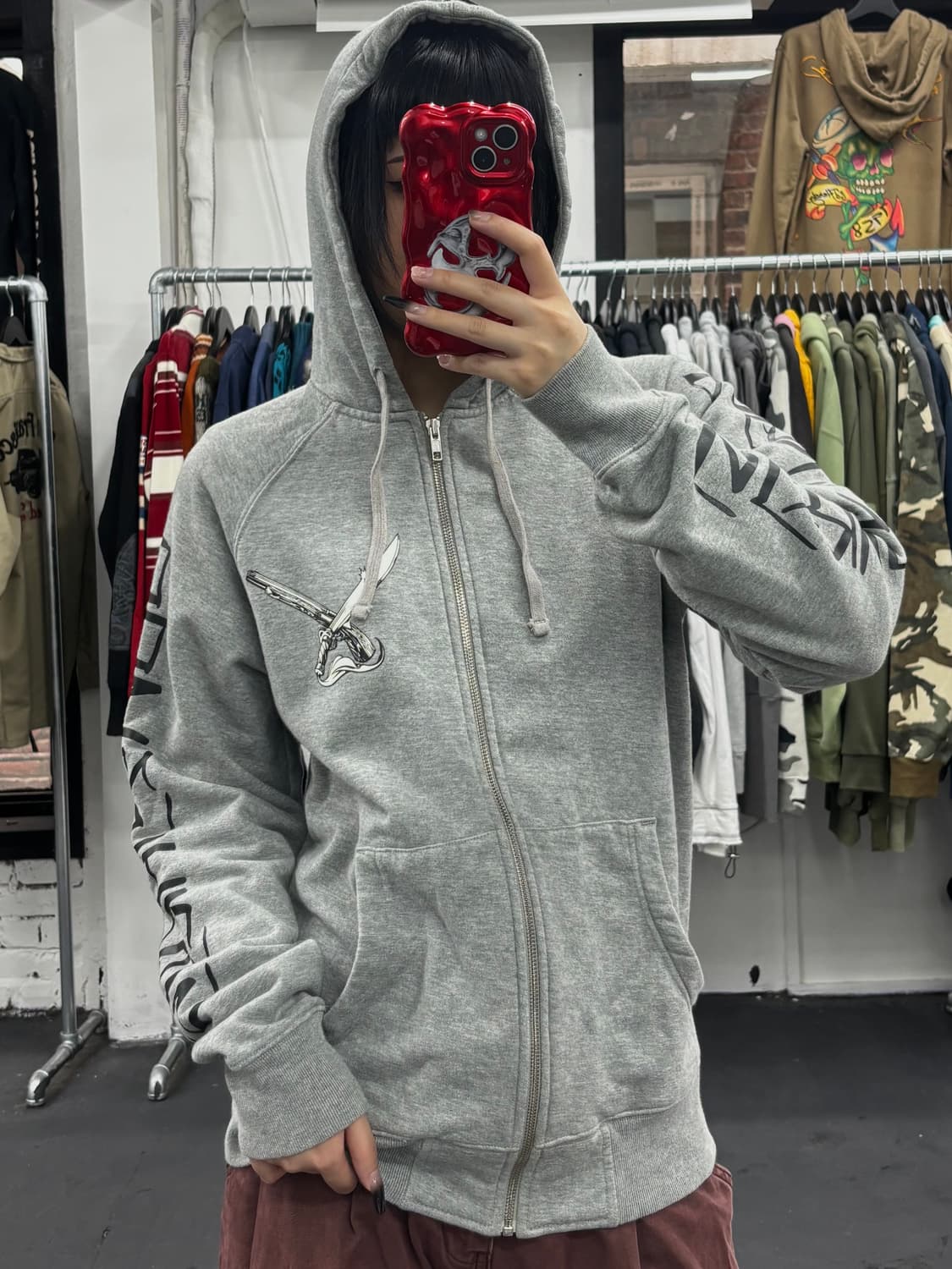 스투시 X 네이버후드 그레이 후드집업 상품이미지3