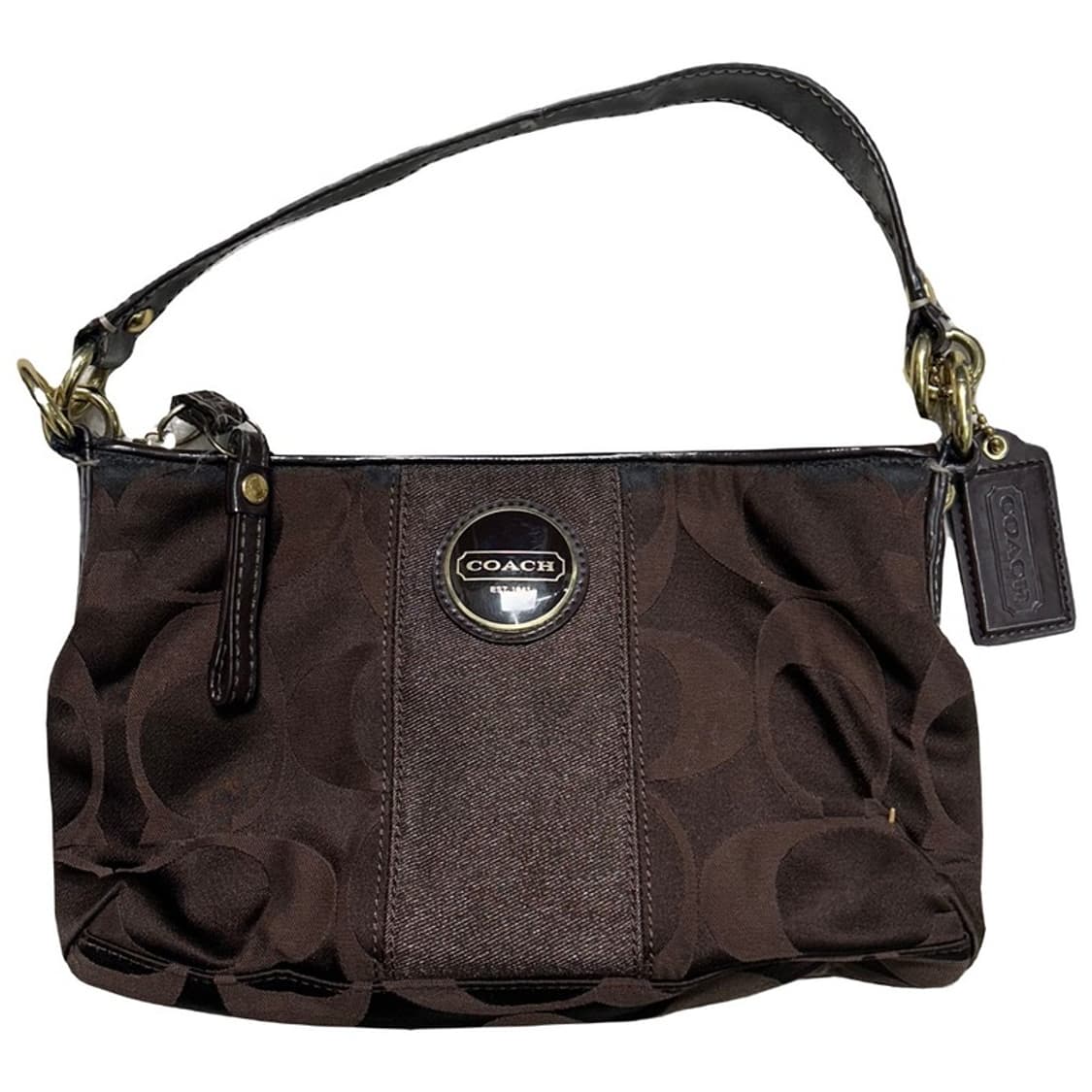 코치 시그니처 패턴 패브릭 모카브라운 숄더백 상품이미지1