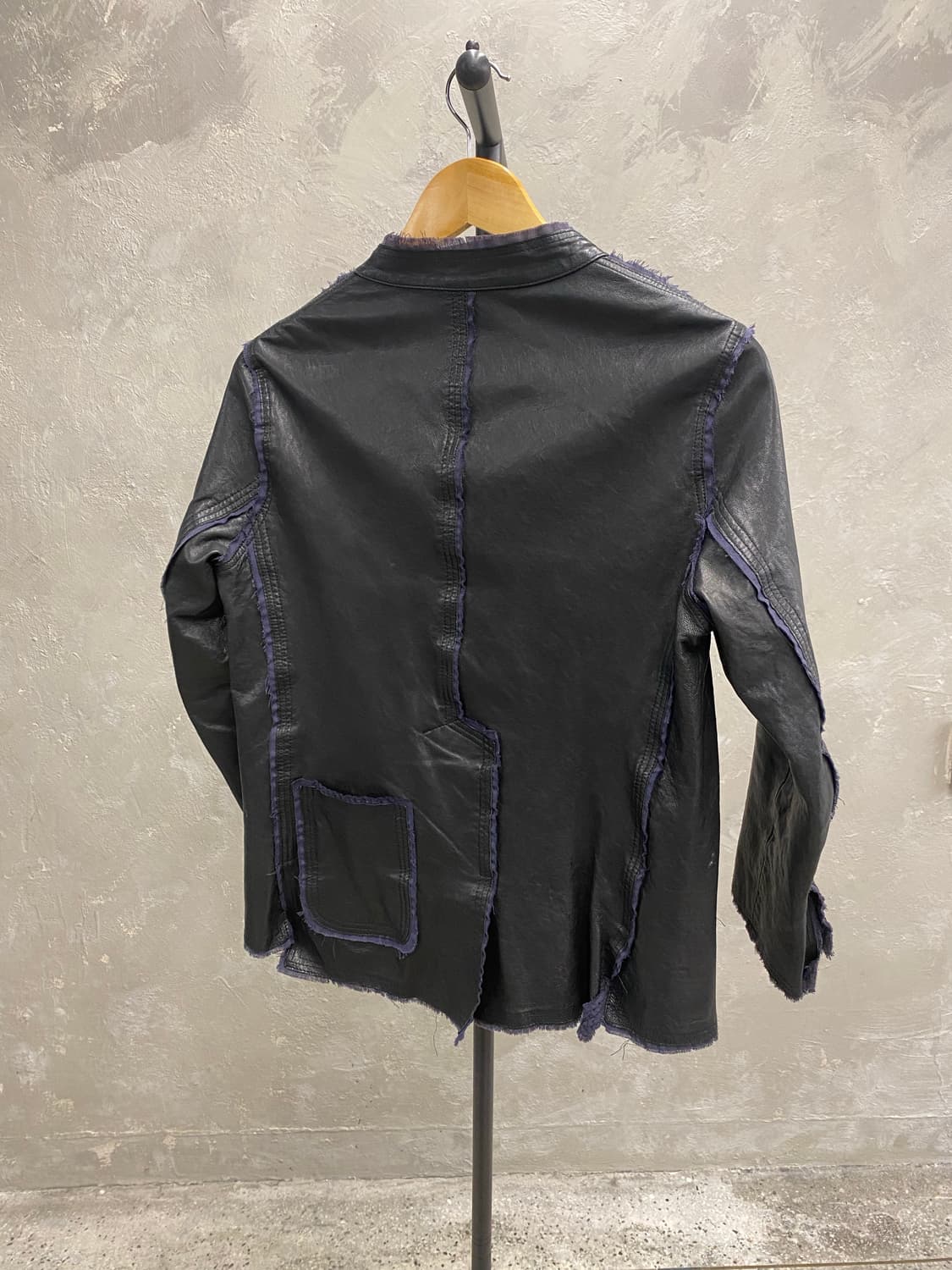 [S] Vintage 블랙 이탈리아 쉽스킨 레더 자켓 상품이미지4