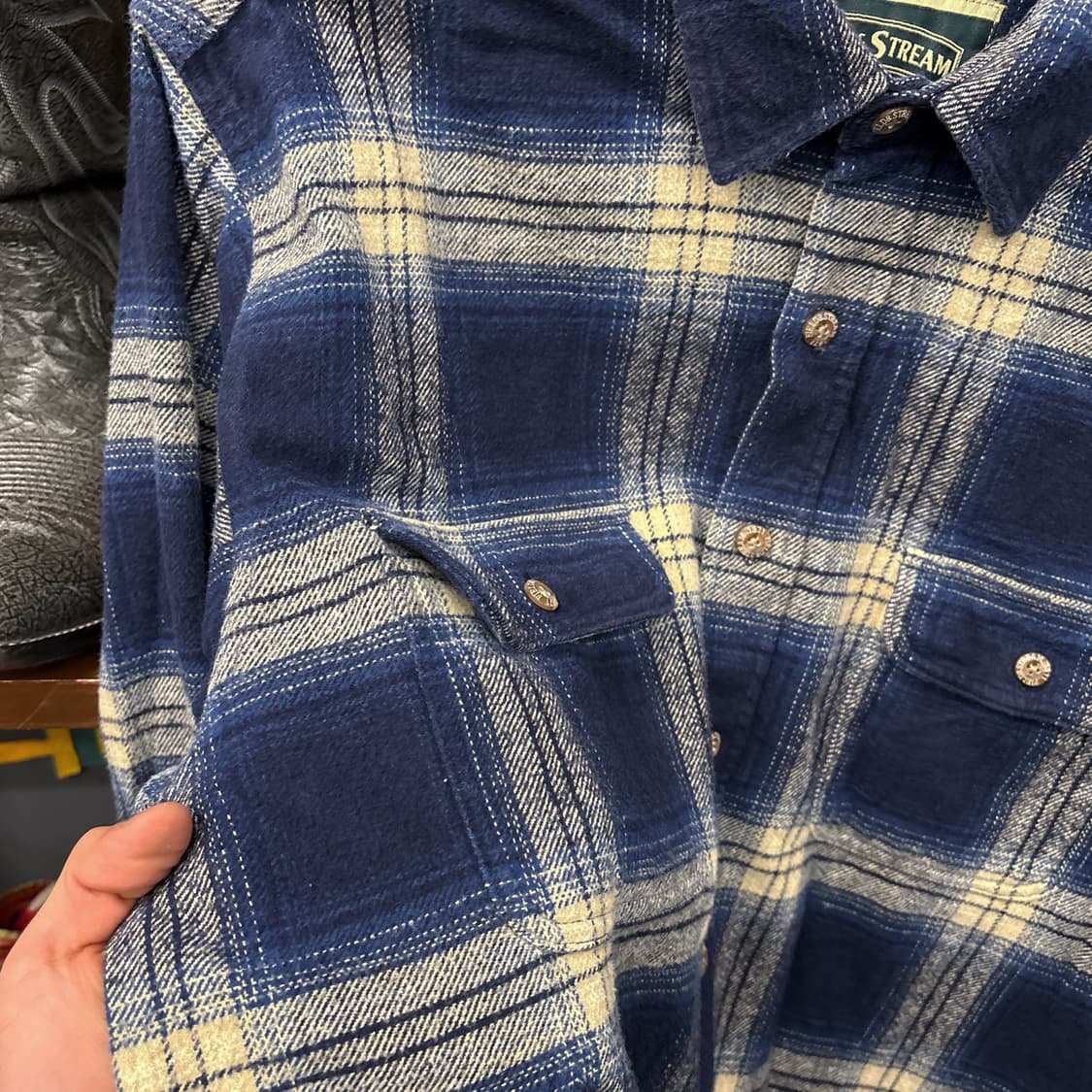 필드앤스트림 헤비 플란넬 블루 옴브레 타탄체크 워크셔츠 N878 상품이미지6