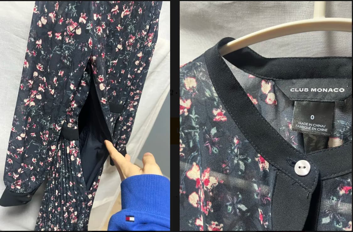 클럽모나코 진네이비 플라워 쉬폰 롱원피스 0사이즈 상품이미지3