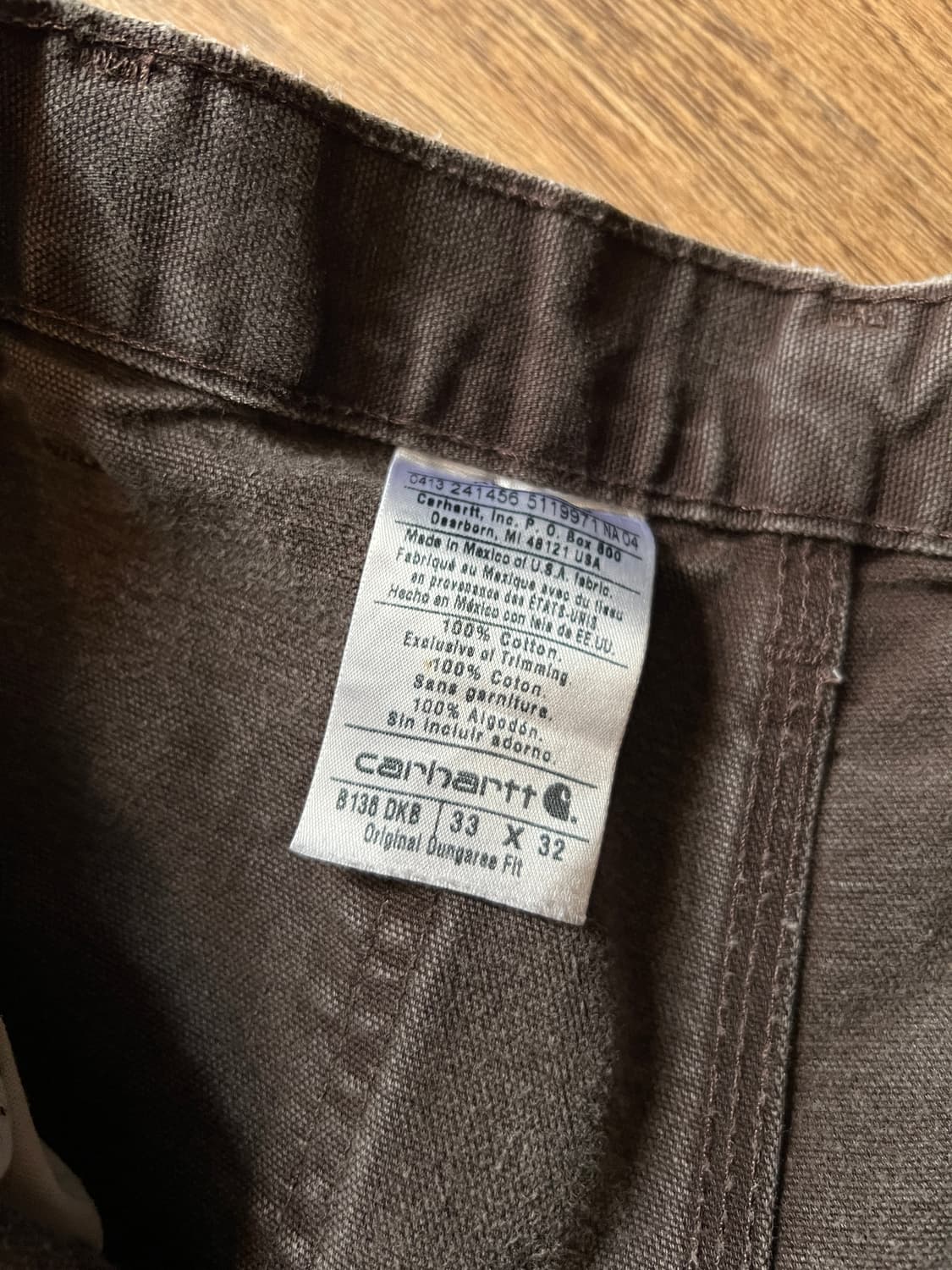 [33]칼하트 USA 데미지드 워싱 다크브라운 더블니 워크 팬츠 상품이미지4