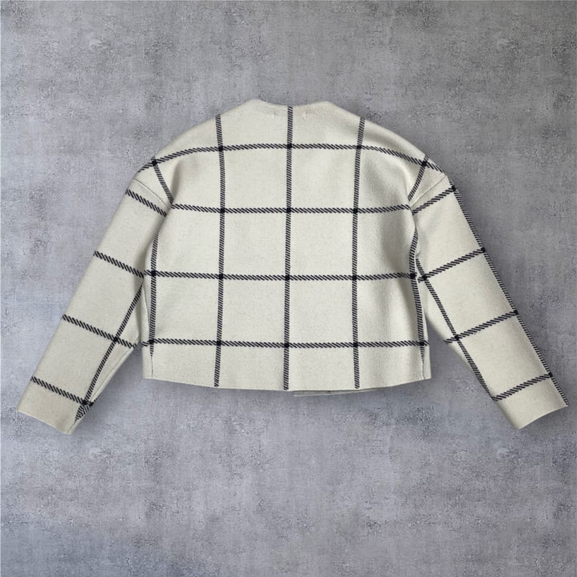 마쥬 Maje 아이보리 윈도우 체크 크롭 니트 자켓 오픈 가디건 1 상품이미지9
