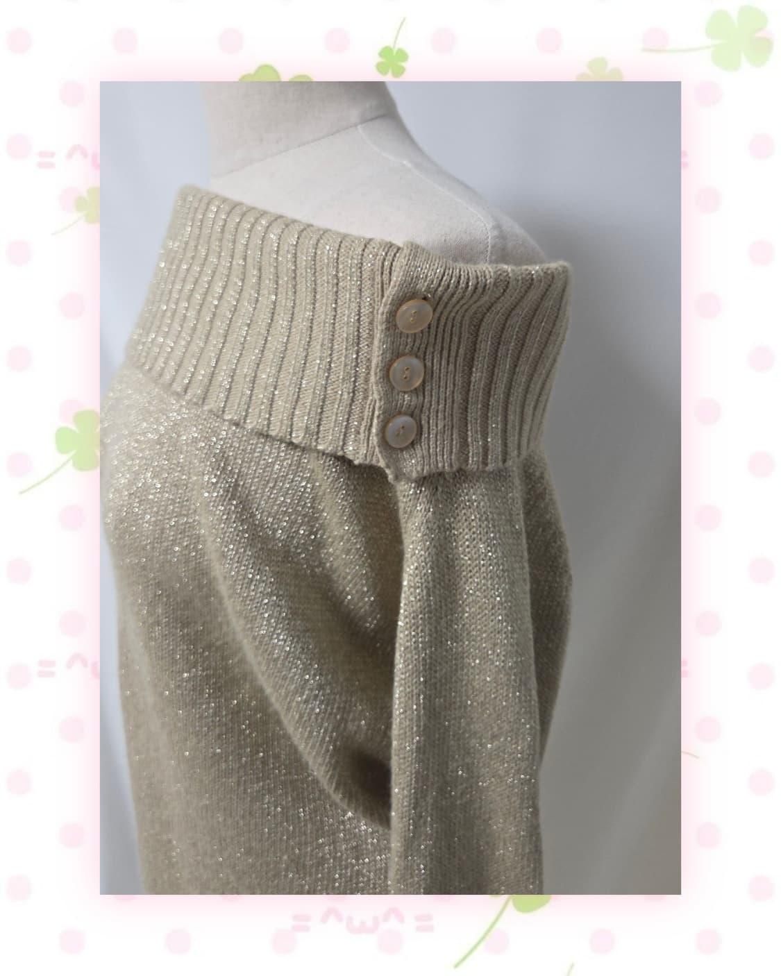 HEALTHY KAREN 골드 글리터 오프숄더 니트 상품이미지5