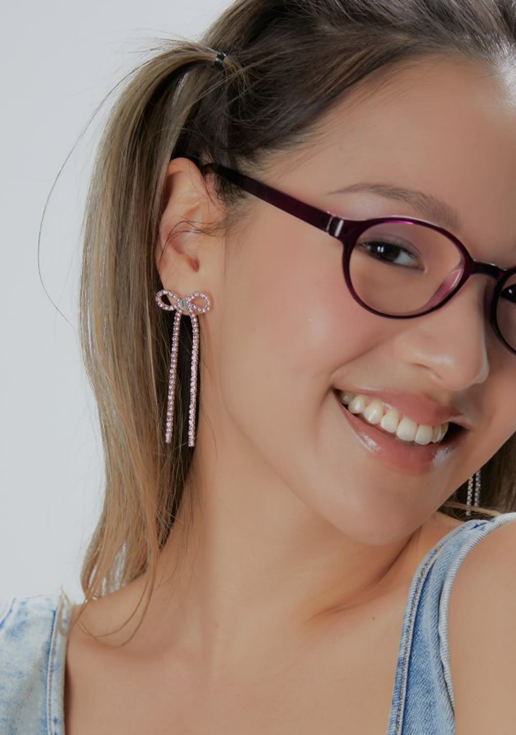 CANDY STONE LONG BOW EARRING 라일락 상품이미지2