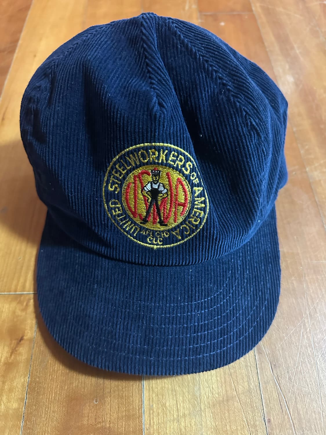 80s 가먼츠아메리카 USW 로고 5패널 코듀로이 캡 상품이미지1