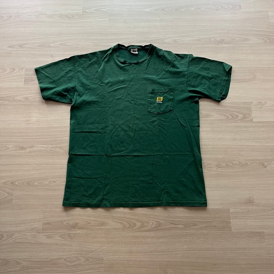 [XL] 90s 빈티지 올드 스투시 포켓 반팔티셔츠 그린 상품이미지1