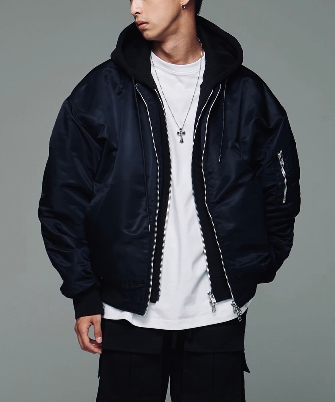 INTERSECTION 인터섹션 후드 레이어드 항공 점퍼 상품이미지1