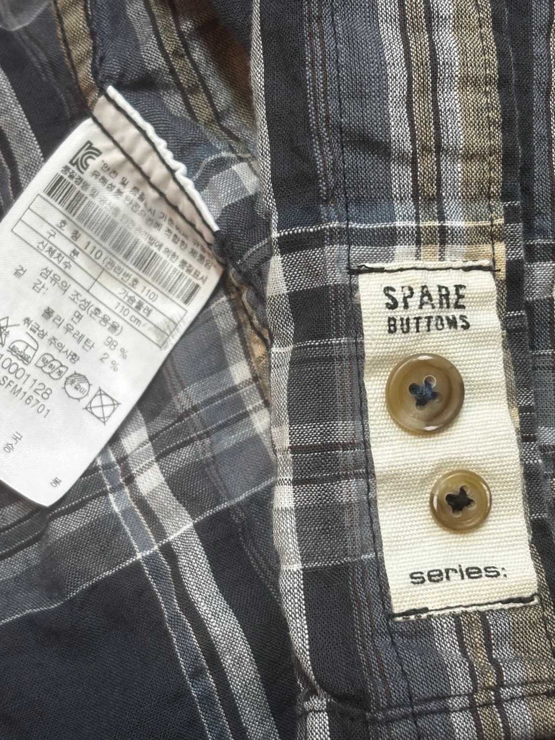 series 시리즈 면혼방 셔츠/네이비 체크 상품이미지5