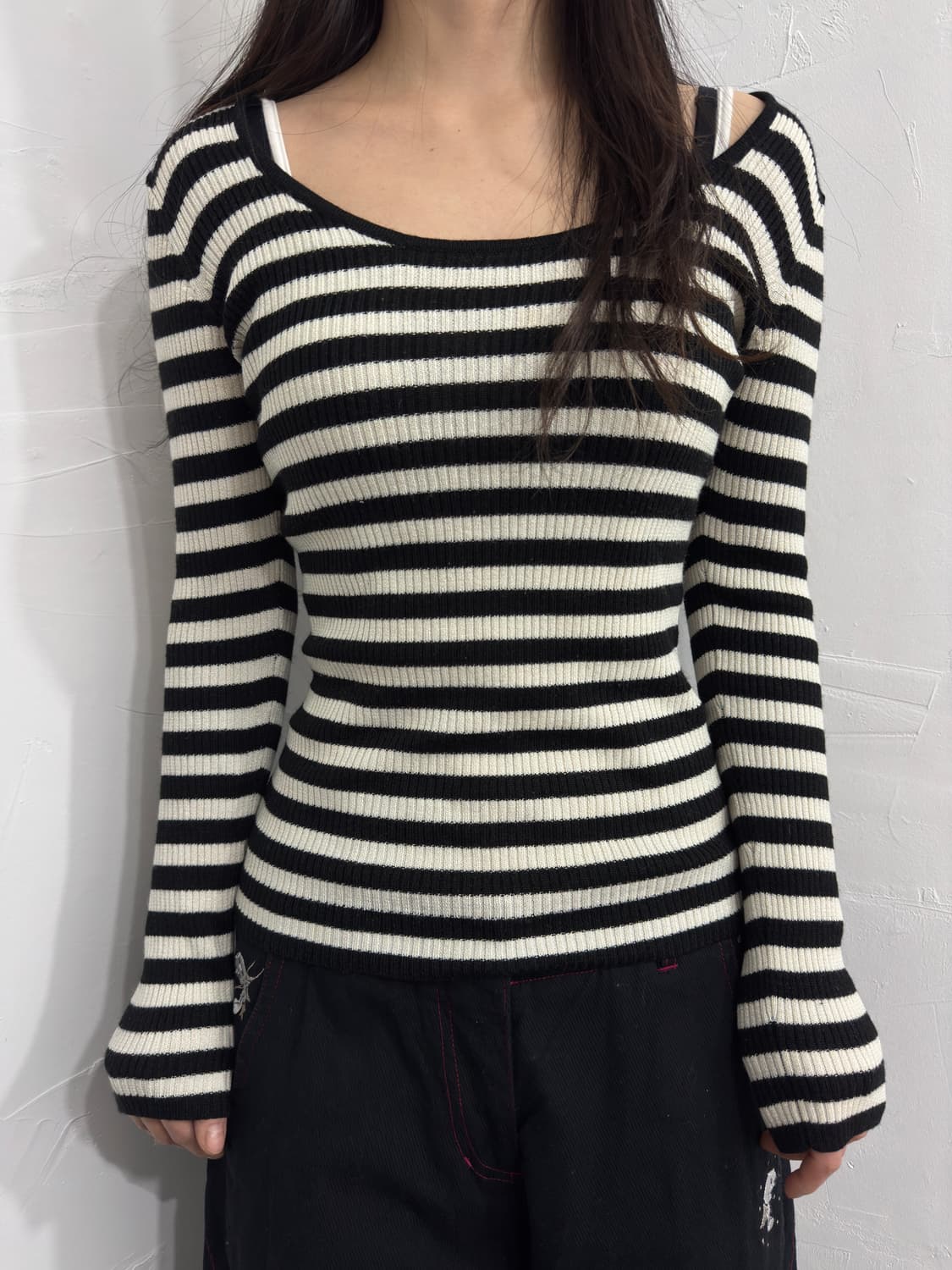 cecil mcbee stripe knit slim top 상품이미지2