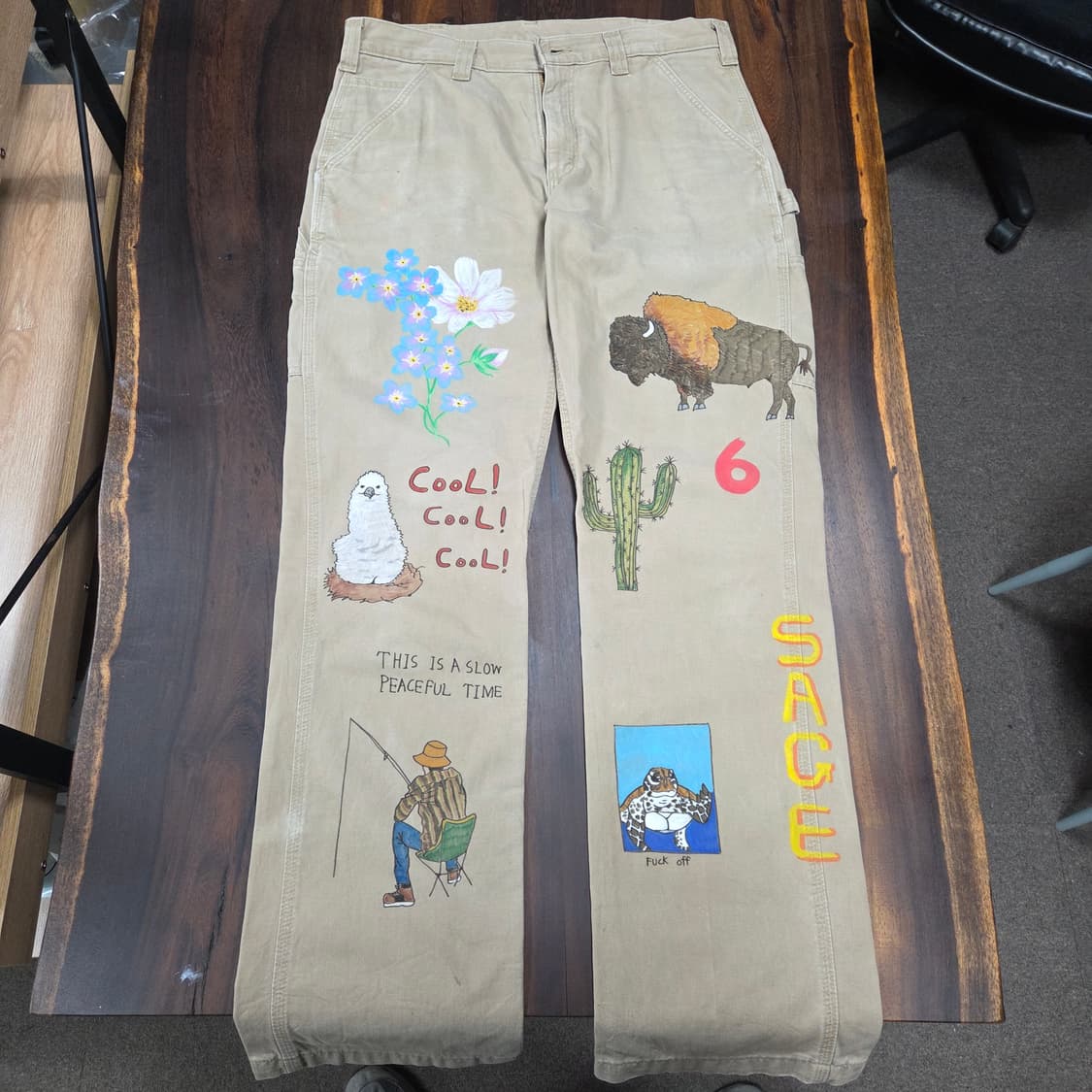 칼하트 핸드드로잉 팬츠 상품이미지1