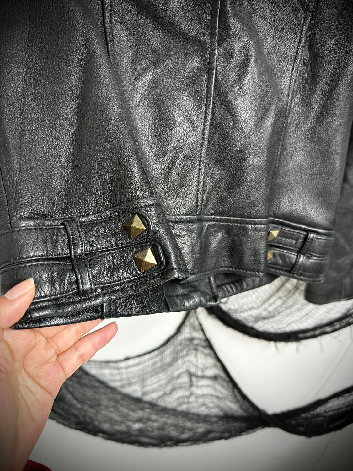 Real leather studs jacket 상품이미지5