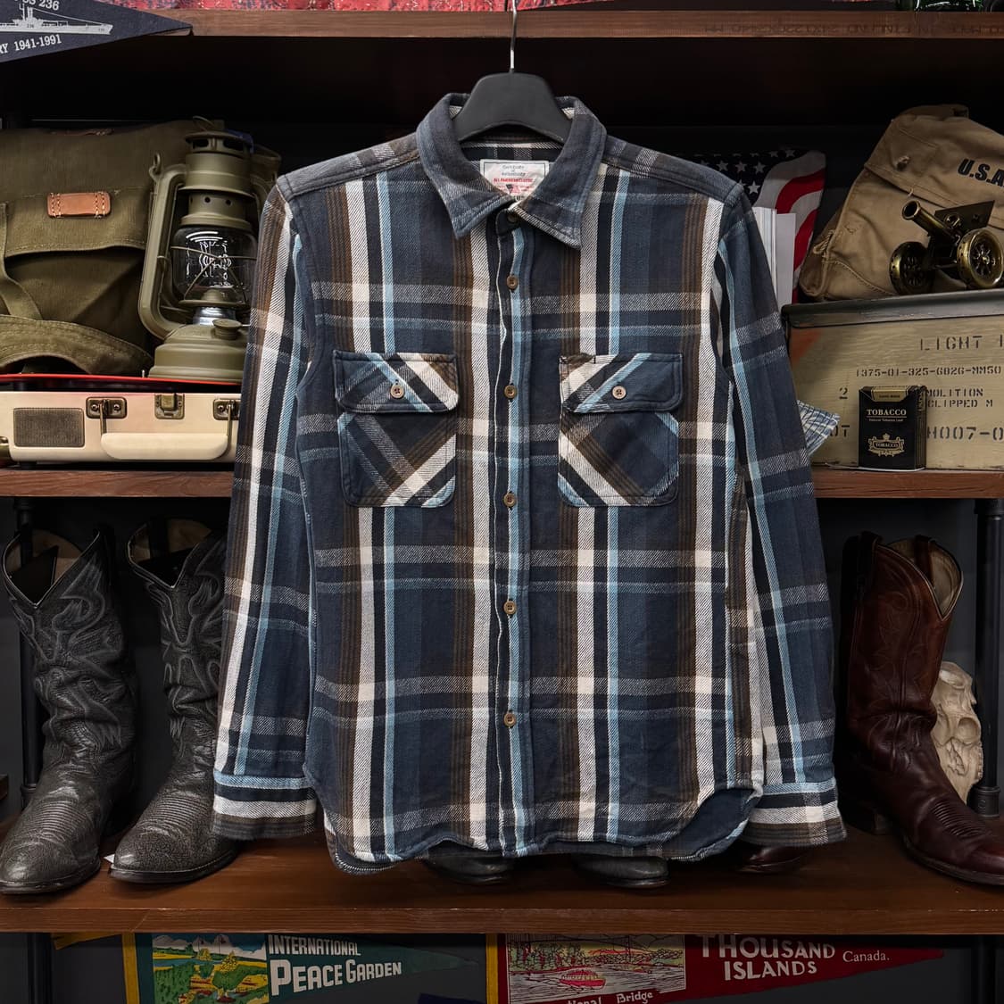 아비렉스 USA 투 포켓 워크 플란넬 체크 빈티지 셔츠 N124 상품이미지1