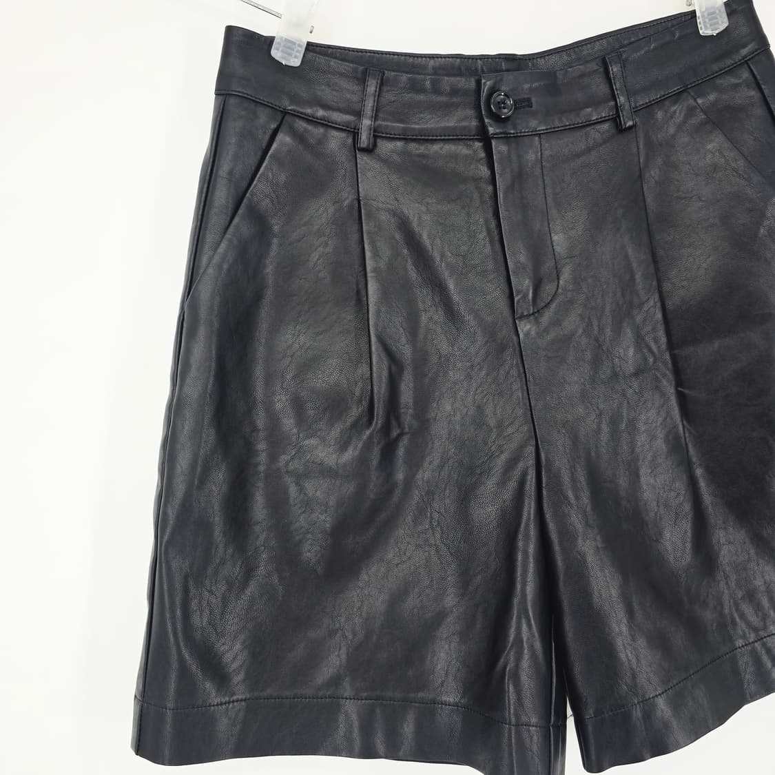 블랙 레더 반바지 숏팬츠 상품이미지2