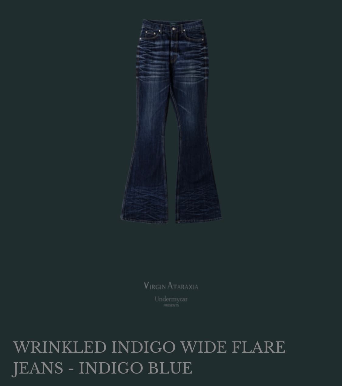 [새상품] (2) 언더마이카 링클드 와이드 플레어진 인디고블루 상품이미지3