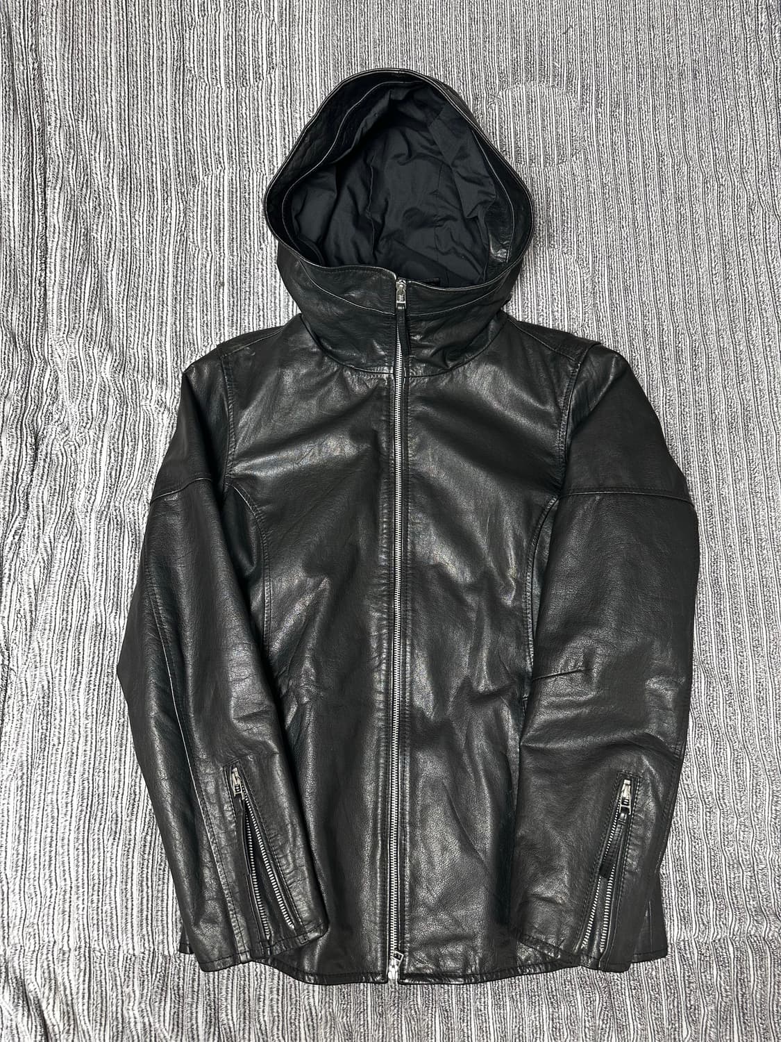 릭오웬스 맛 양가죽 후드 레더자켓 상품이미지2