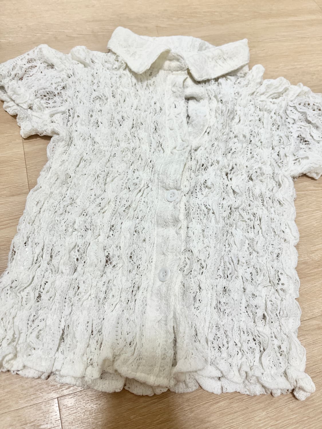 레이스 시스루 카라 반팔 상품이미지2