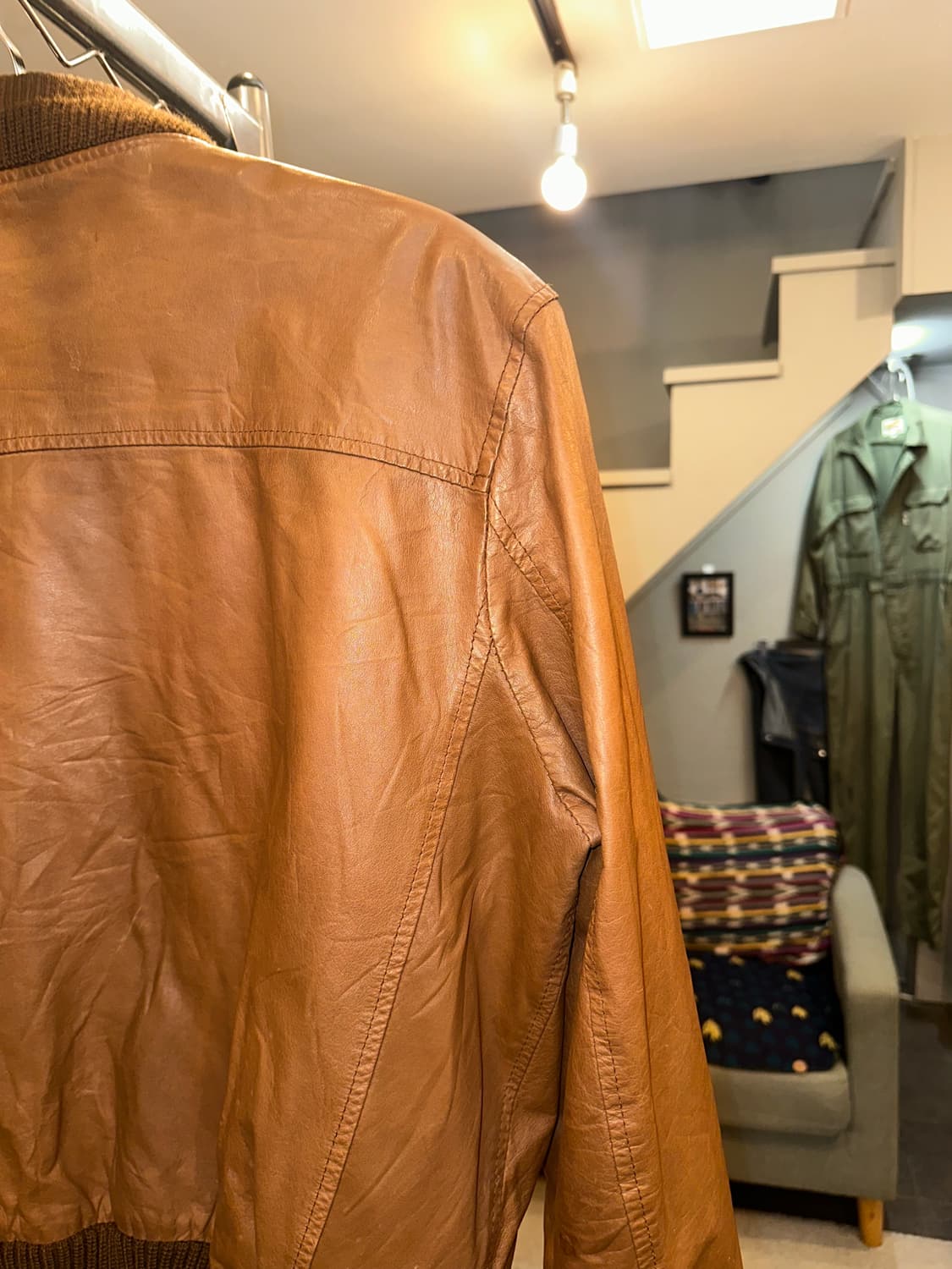 90’s Japanese leather boomber  jacket 상품이미지10