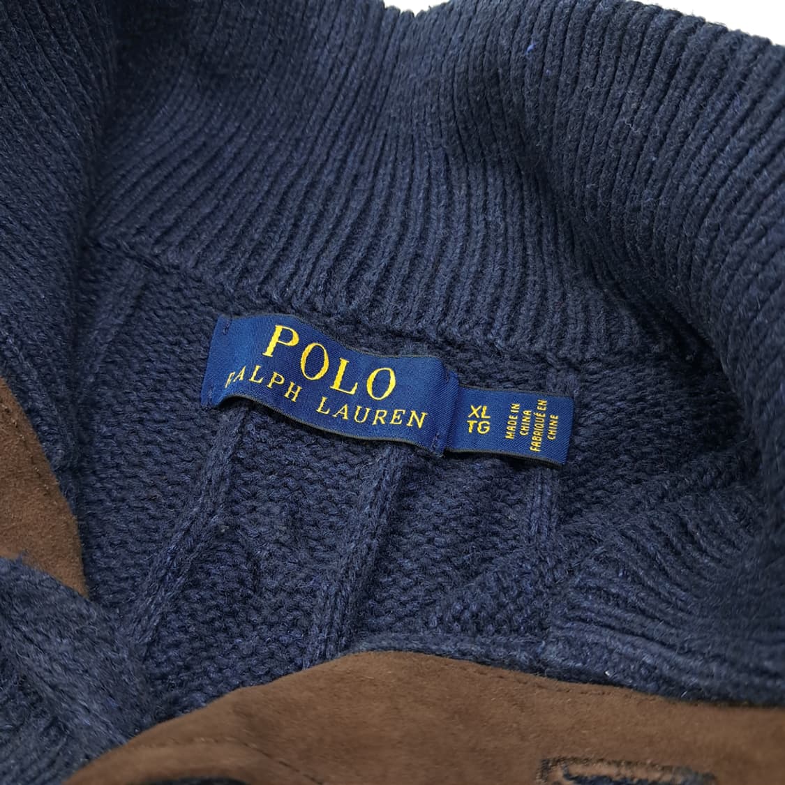 CL005 XL 폴로 랄프로렌 100% 실크 스웨이드 하프집업 케이블  상품이미지3