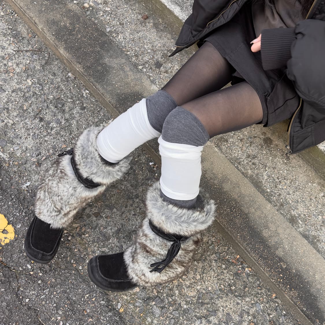 00s 레어 내추럴라이저 스웨이드 & 퍼 털 스노우 부츠 상품이미지10